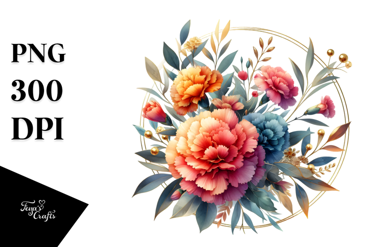 Colorful Floral Frame with Carnation