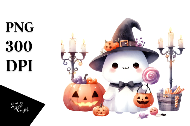 Cute Trick or Treat Watercolor PNG