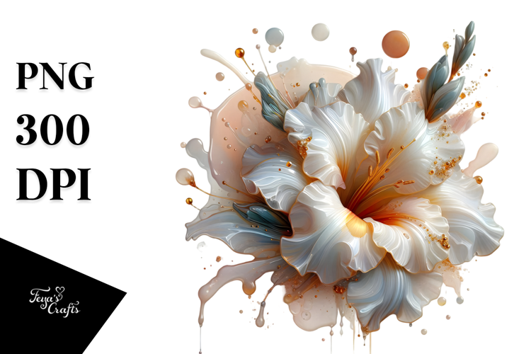 Abstract Gladiolus, Watercolor Splash PNG