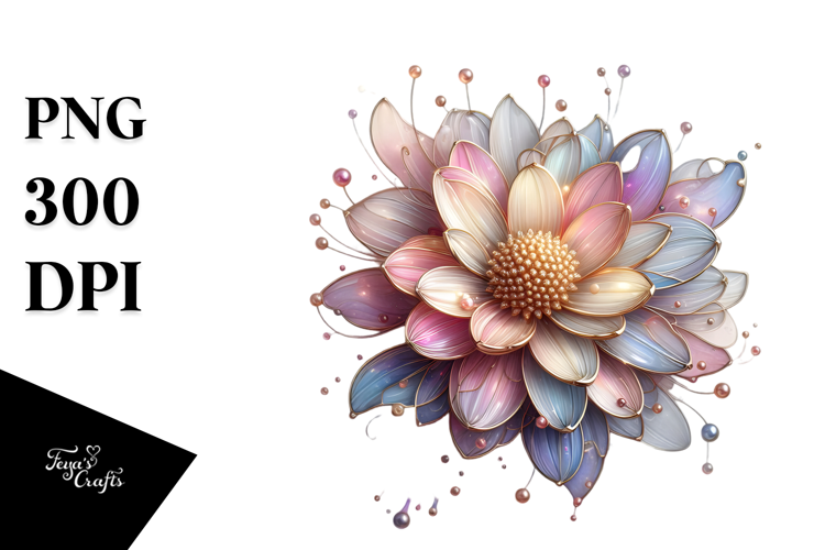 Colorful Shiny Dahlia with and Metallic Insertions