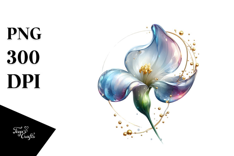 Abstract Sweet Pea with Golden Insertions PNG example image 1