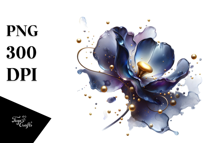 Abstract Sweet Pea with Golden Insertions PNG
