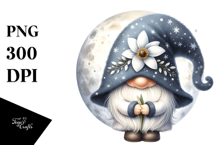 Gnome with Snowdrop PNG