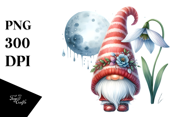 Gnome with Snowdrop PNG