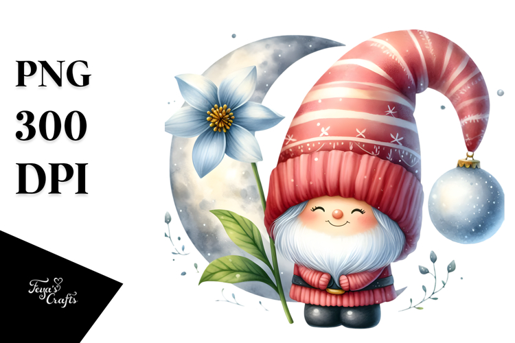 Gnome with Snowdrop PNG
