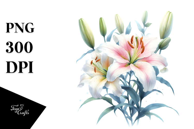 Vibrant Lily Watercolor PNG