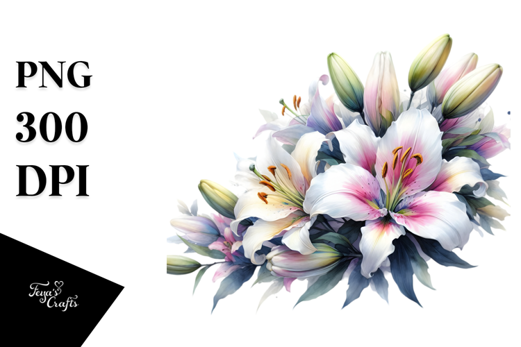 Vibrant Lily Watercolor PNG