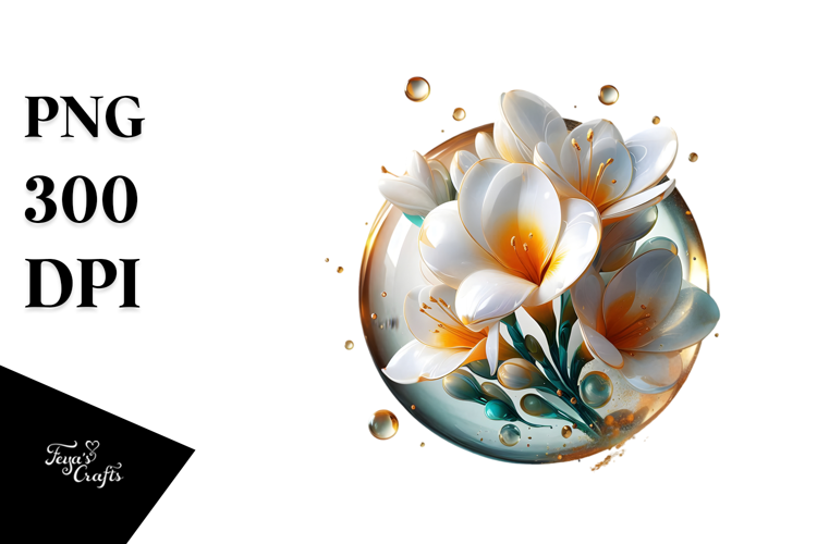 Abstract Glossy Freesia Watercolor Splash PNG