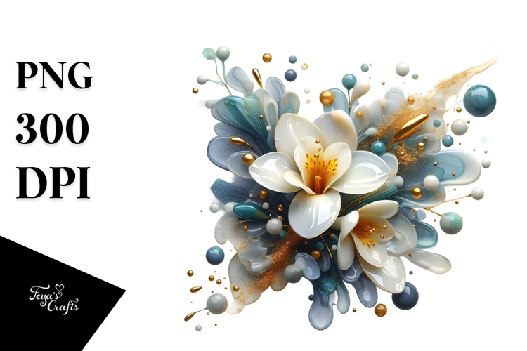 Abstract Freesia with Golden Insertions PNG
