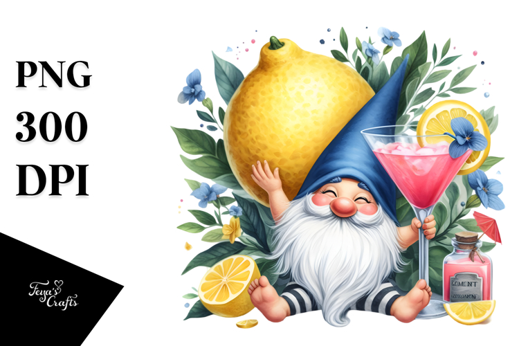 Whimsical Gnome with Cocktail, Transparent PNG