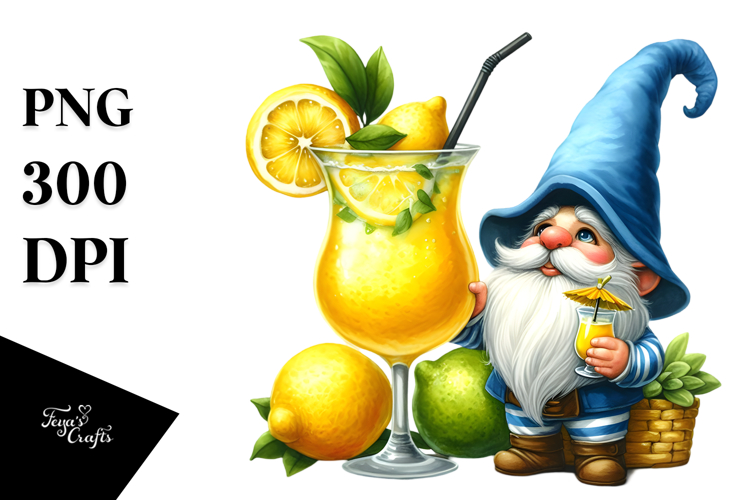 Whimsical Gnome with Lemon PNG