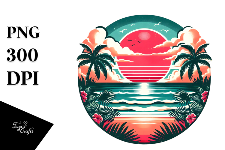 Retro Tropical Beach Sunset, 20 oz Tumbler