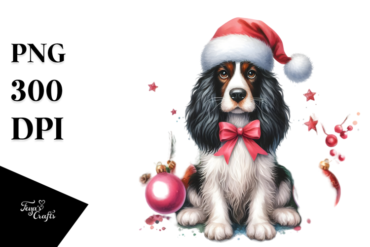 Cute English Springer Spaniel Christmas PNG