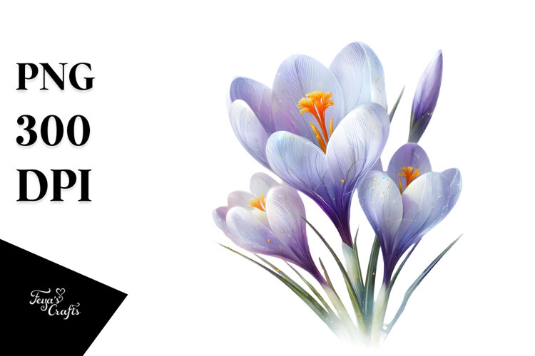Crocus Watercolor Splash PNG example image 1