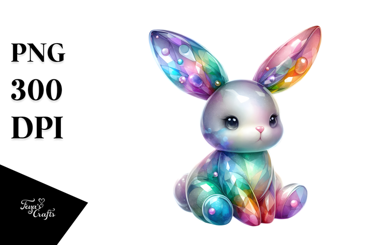 Whimsical Bunny on Splashy Background PNG