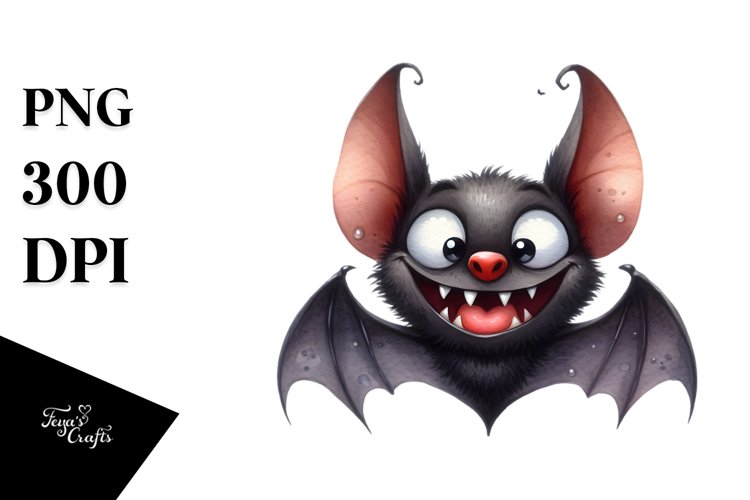 Funny Watercolor Halloween Bat Goofy Smile | Sublimation |