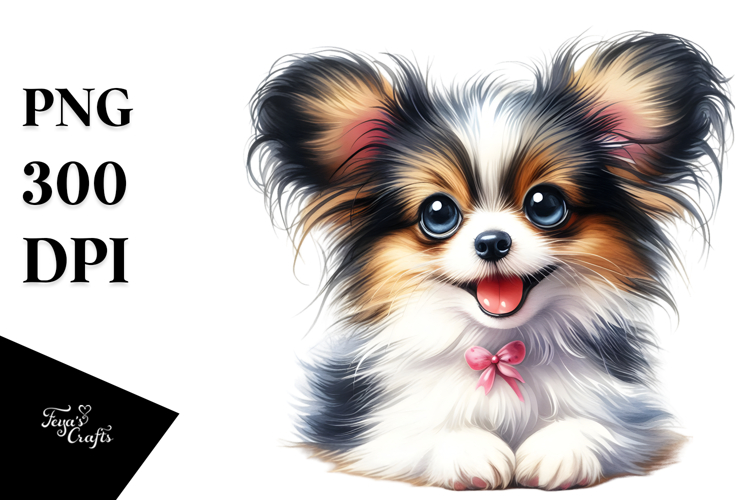 Baby Papillon with Big Eyes, PNG