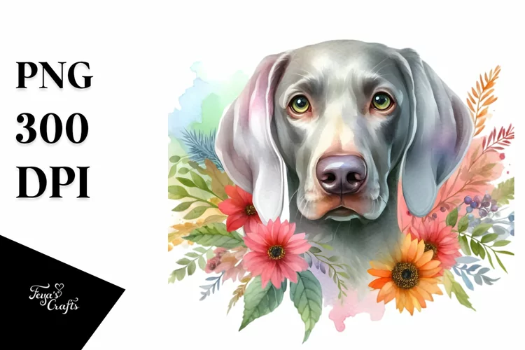 Watercolor Weimaraner Splash