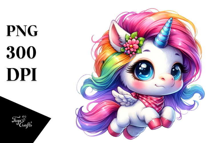 Cute Jumping Baby Unicorn PNG