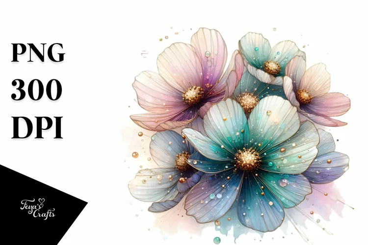 Detailed Pastel Shiny Cosmos PNG
