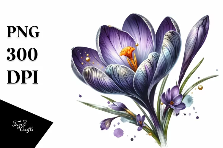 Detailed Shiny Crocus Made of Shiny Material | Sublimation |