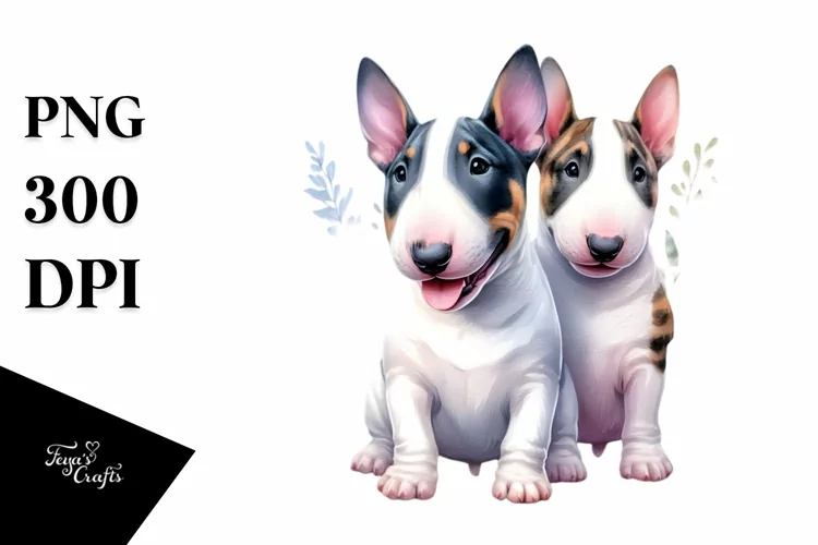 Watercolor Cute Vibrant Bull Terrier