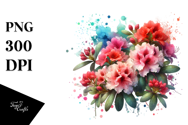 Rhododendron Watercolor Splash PNG