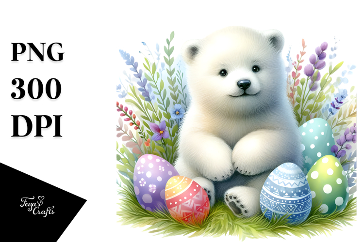 Baby Polar Bear Easter Eggs PNG