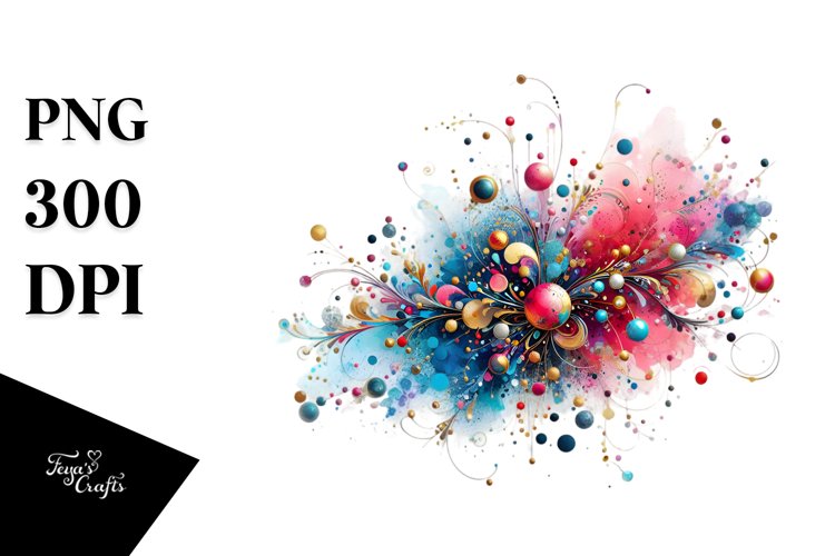Colorful Watercolor Splash Metallic Insertions | Sublimation example image 1