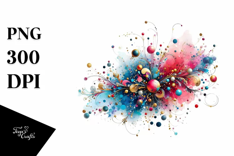 Colorful Watercolor Splash Metallic Insertions | Sublimation