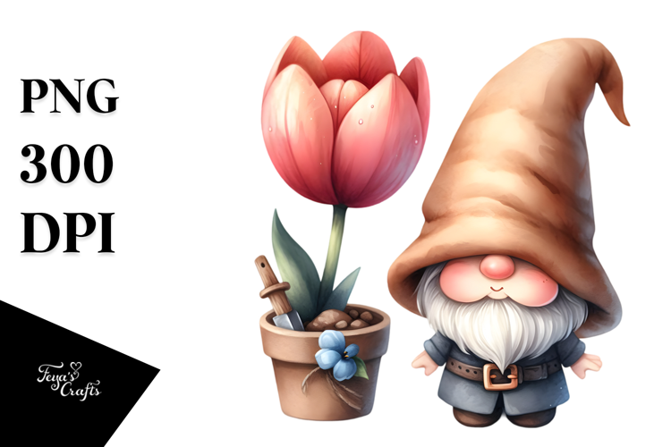 Gnome with Tulip PNG