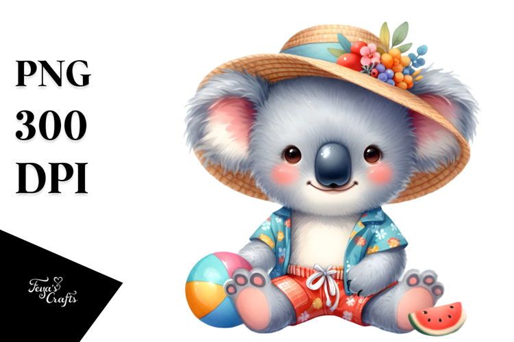 Colorful Cute Baby Koala for Summer PNG