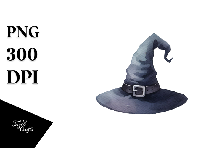Halloween Witch Hat, Watercolor PNG