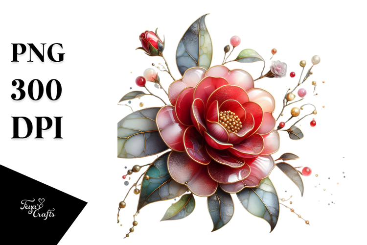 Camellia Watercolor Splash PNG
