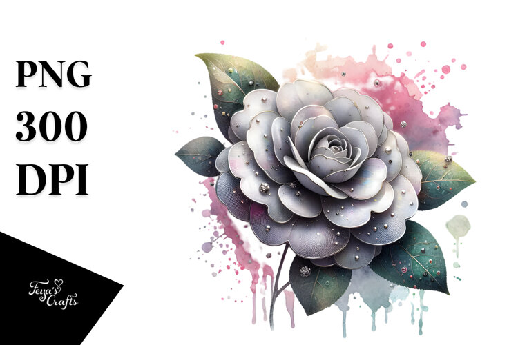 Camellia Watercolor Splash PNG example image 1