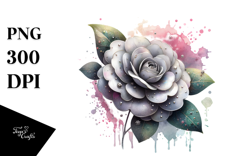 Camellia Watercolor Splash PNG