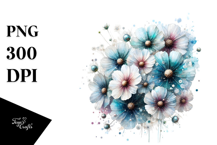 Cosmos Watercolor Splash PNG example image 1