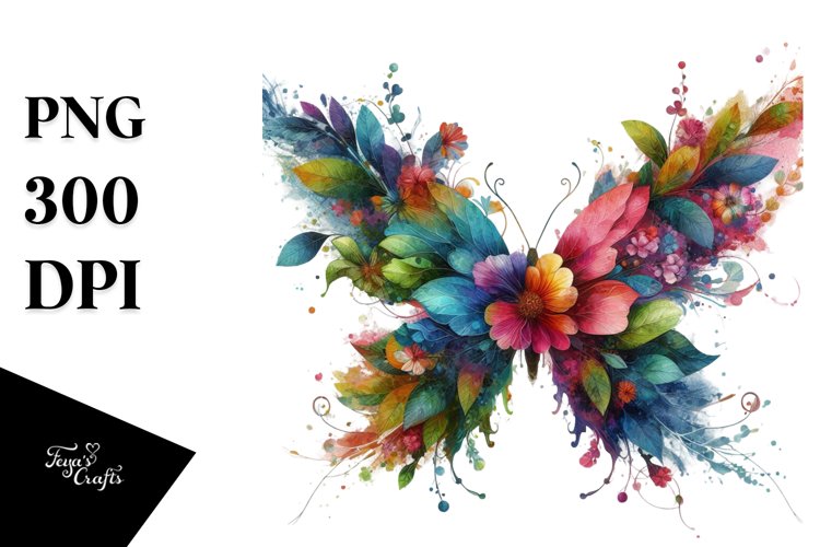 Vibrant Abstract Butterfly PNG
