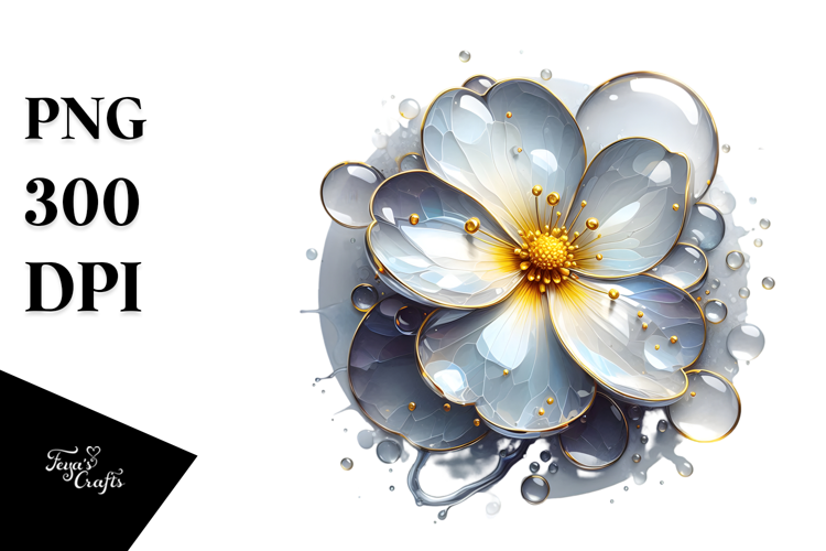 Abstract Primrose with Golden Insertions PNG