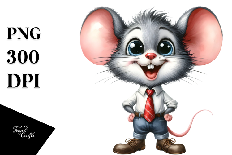 Happy Mouse with Tie, Cute Shoes Clipart