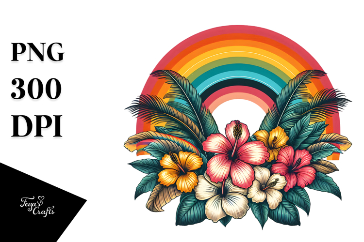 Vintage Tropical Flower Rainbow, 20 oz Tumbler