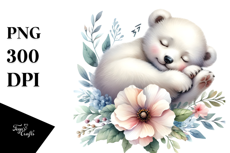 Sleeping Baby Polar Bear, PNG