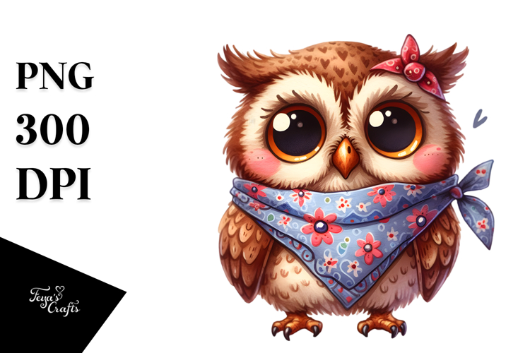 Funny Owl Standing Bandana Clipart
