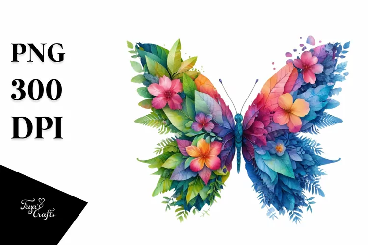 Vibrant Abstract Butterfly PNG