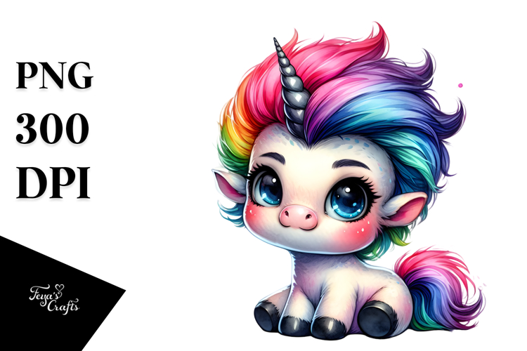 Cute Unicorn with Cool Haircut PNG