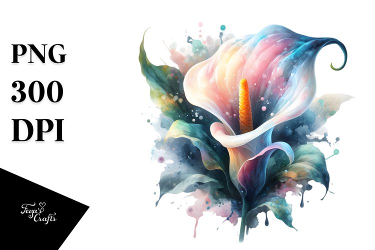 Watercolor Calla Lily with Glossy Splash example image 1
