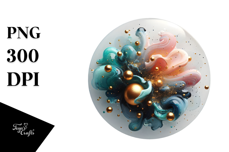 Abstract Glossy Cosmos Watercolor Splash PNG