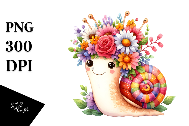 Flower Crown Decorated Colorful Snail | Sublimation |