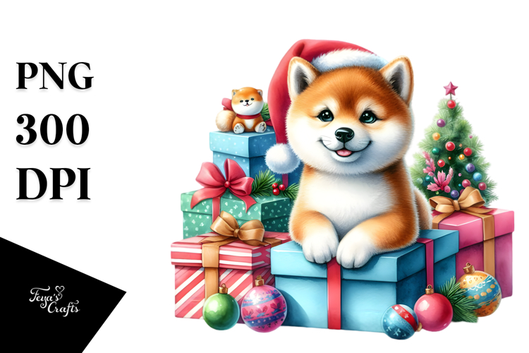 Colorful Baby Shiba Inu with Gifts, Transparent PNG