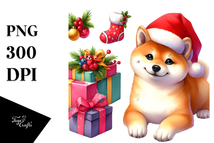 Colorful Baby Shiba Inu with Gifts, Transparent PNG